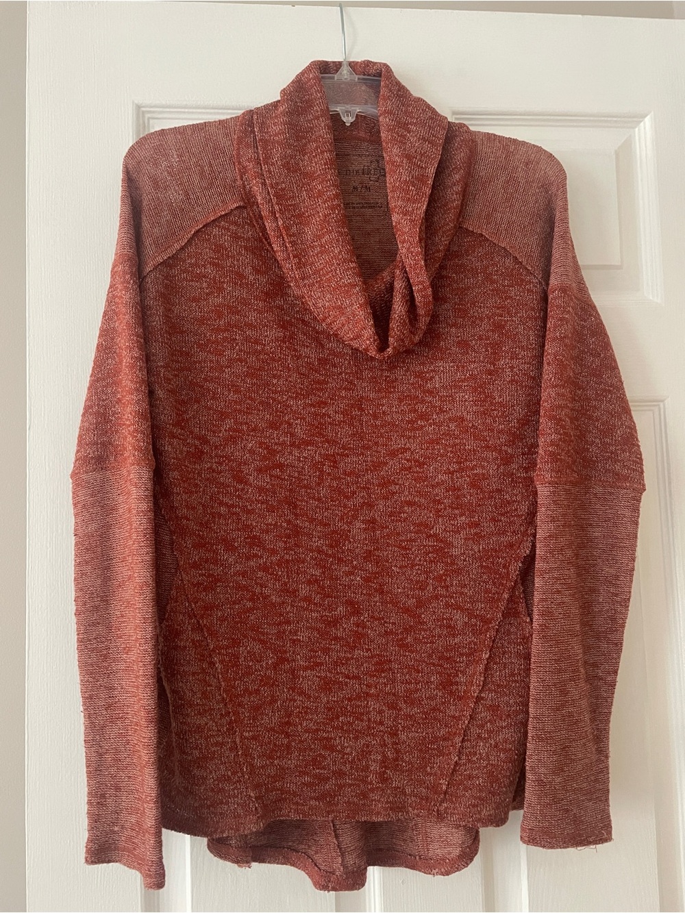 We The Free Heathered Rust Cowl Neck Sweater